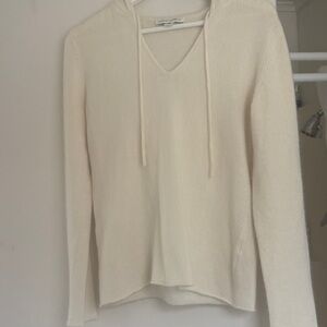 Banana Republic Cream V-Neck Hooded Sweater